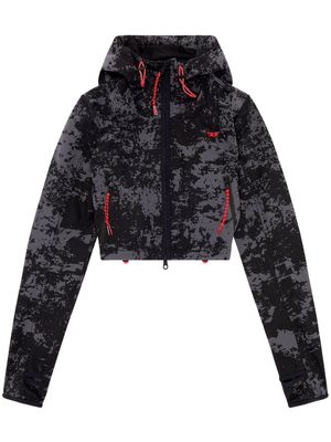 Diesel Cynthia abstract-pattern print cropped jacket - Black