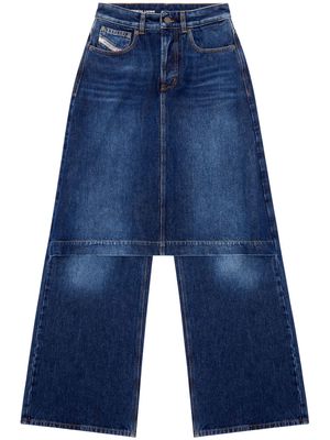 Diesel D-Syren wide-leg skirt-panel jeans - Blue