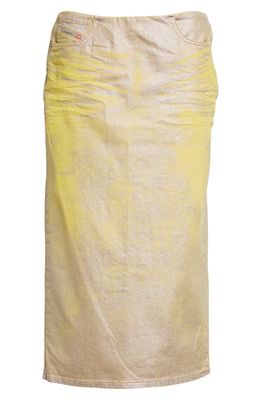 DIESEL De-Pra-S2 Laminated Denim Midi Skirt in Yellow
