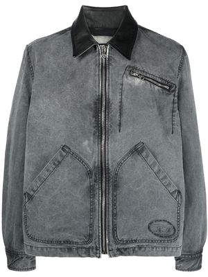 Diesel debossed-logo biker jacket - Grey