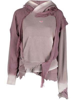 Diesel deconstructed-design cotton hoodie - Pink