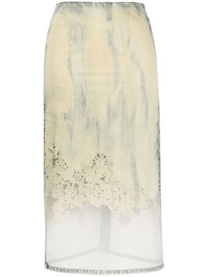 Diesel denim-lining embroidery-detail skirt - Neutrals