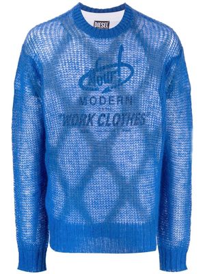 Diesel diamond open-knit jumper - Blue