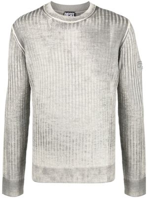 Diesel distressed-effect ribbed-knit jumper - Grey