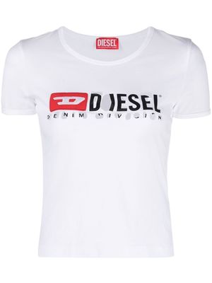 Diesel distressed logo-print cotton T-shirt - White
