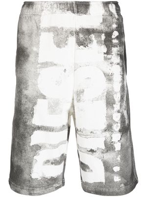 Diesel distressed logo-print track shorts - White