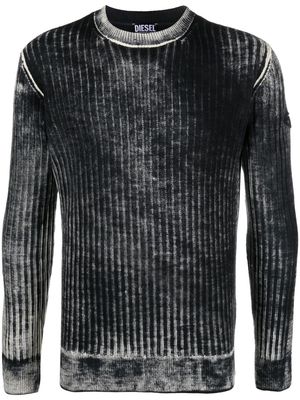 Diesel distressed ribbed-knit jumper - Black