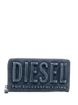 Diesel embossed-logo zip wallet - Blue