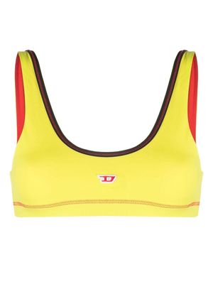 Diesel embroidered-logo bralette bikini top - Yellow