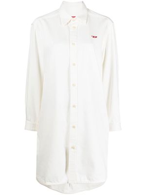 Diesel embroidered-logo button-up dress - White