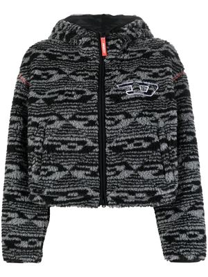Diesel embroidered-logo fleece hoodie - Grey