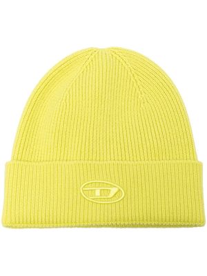 Diesel embroidered-logo ribbed beanie - Yellow