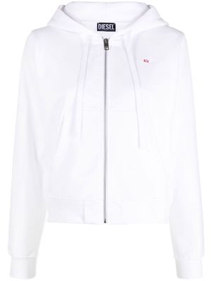 Diesel embroidered-logo zip-up hoodie - White