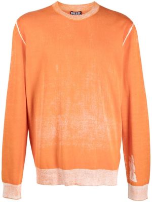Diesel faded-effect cotton jumper - Orange