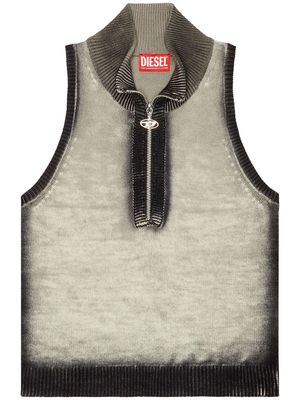 Diesel faded-effect wool vest - Grey
