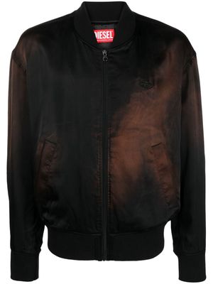 Diesel faded-effect zipped bomber jacket - Black
