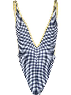 Diesel gingham-print swimsuit - Blue