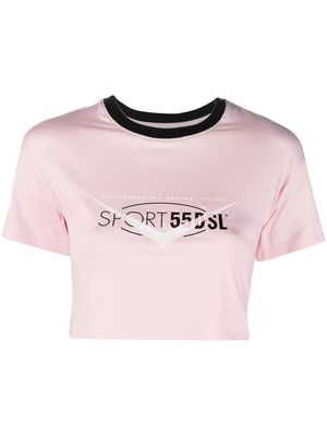 Diesel graphic-print jersey cropped T-shirt - Pink