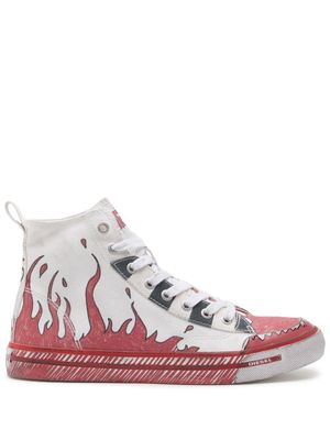 Diesel graphic-print lace-up sneakers - White