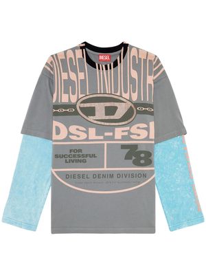 Diesel graphic-print layered T-shirt - Grey
