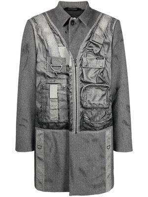 Diesel graphic-print single-breasted coat - Grey