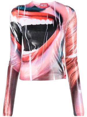 Diesel graphic-print stretch T-shirt - Red