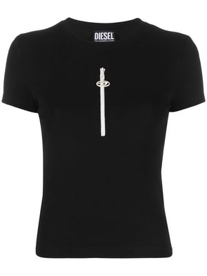 Diesel half-zip crew-neck T-shirt - Black