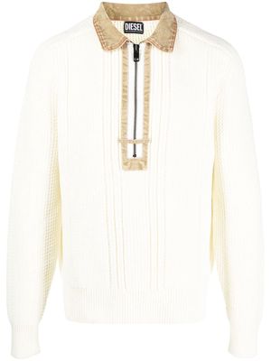 Diesel half-zip pullover jumper - White