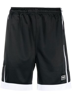 Diesel high-shine contrast-trim shorts - Black