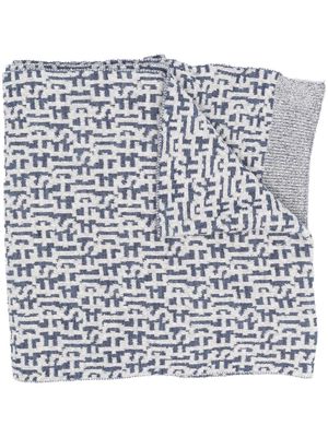 Diesel intarsia-knit logo scarf - Blue