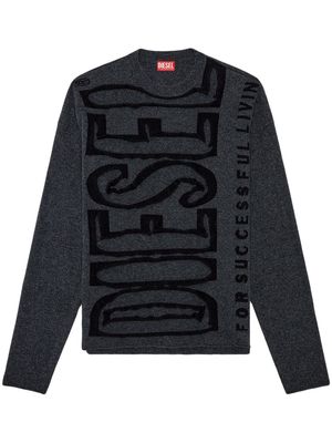 Diesel K-Floyd logo-intarsia wool jumper - Grey