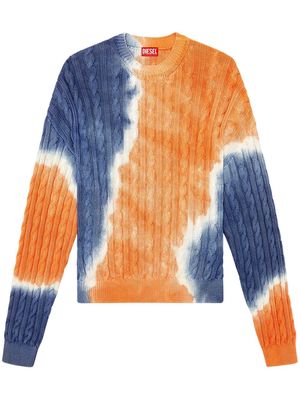 Diesel K-Janci tie-dye cable-knit jumper - Orange