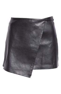 DIESEL Kesselle Waist Cutout Leather Wrap Miniskirt in Deep/Black