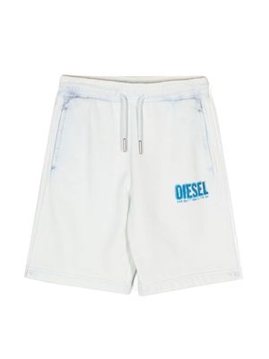 Diesel Kids bleach-effect track shorts - Blue
