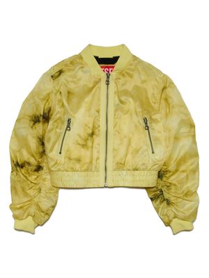 Diesel Kids Bomber jacket in tie-dye ripstop - Yellow