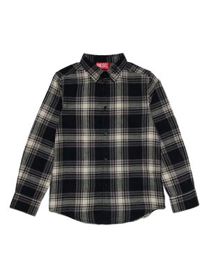 Diesel Kids check-pattern cotton shirt - Black