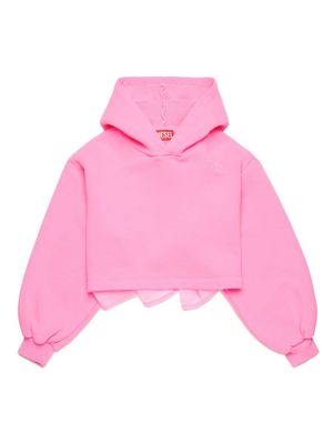 Diesel Kids chiffon-panelled cotton hoodie - Pink