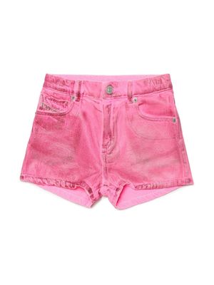 Diesel Kids coated-finish cotton shorts - Pink