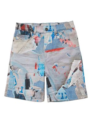 Diesel Kids D-Macs patchwork denim shorts - Grey