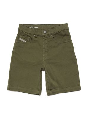 Diesel Kids D-Macs-SH-J logo-patch denim shorts - Green