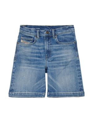 Diesel Kids D-Macs whiskering-effect denim shorts - Blue
