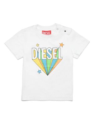 Diesel Kids Diesel Prisma-print cotton T-shirt - White