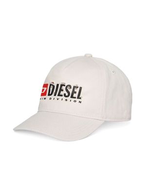 Diesel Kids distressed-effect logo-print cotton cap - Neutrals