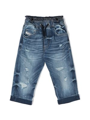 Diesel Kids drawstring-fastening waist denim jeans - Blue