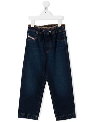 Diesel Kids drawstring waist straight jeans - Blue