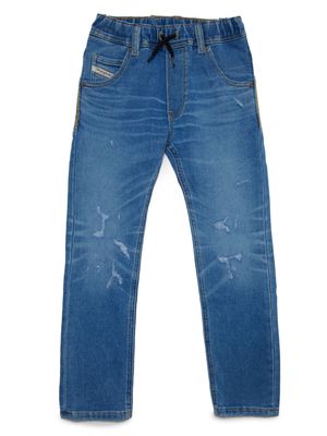 Diesel Kids drawstring waistband straight leg jeans - Blue