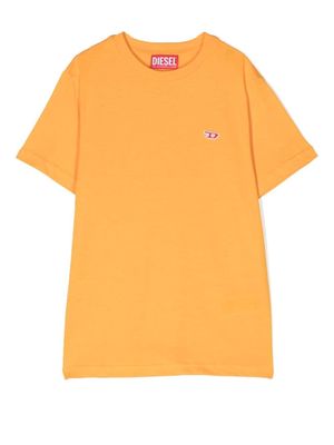 Diesel Kids embroidered-logo cotton T-Shirt - Orange