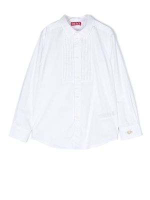 Diesel Kids embroidered-logo tuxedo shirt - White