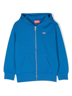 Diesel Kids embroidered-logo zip-up hoodie - Blue