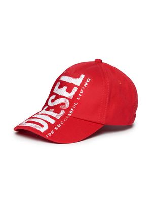 Diesel Kids Fcewanx cotton baseball cap - Red